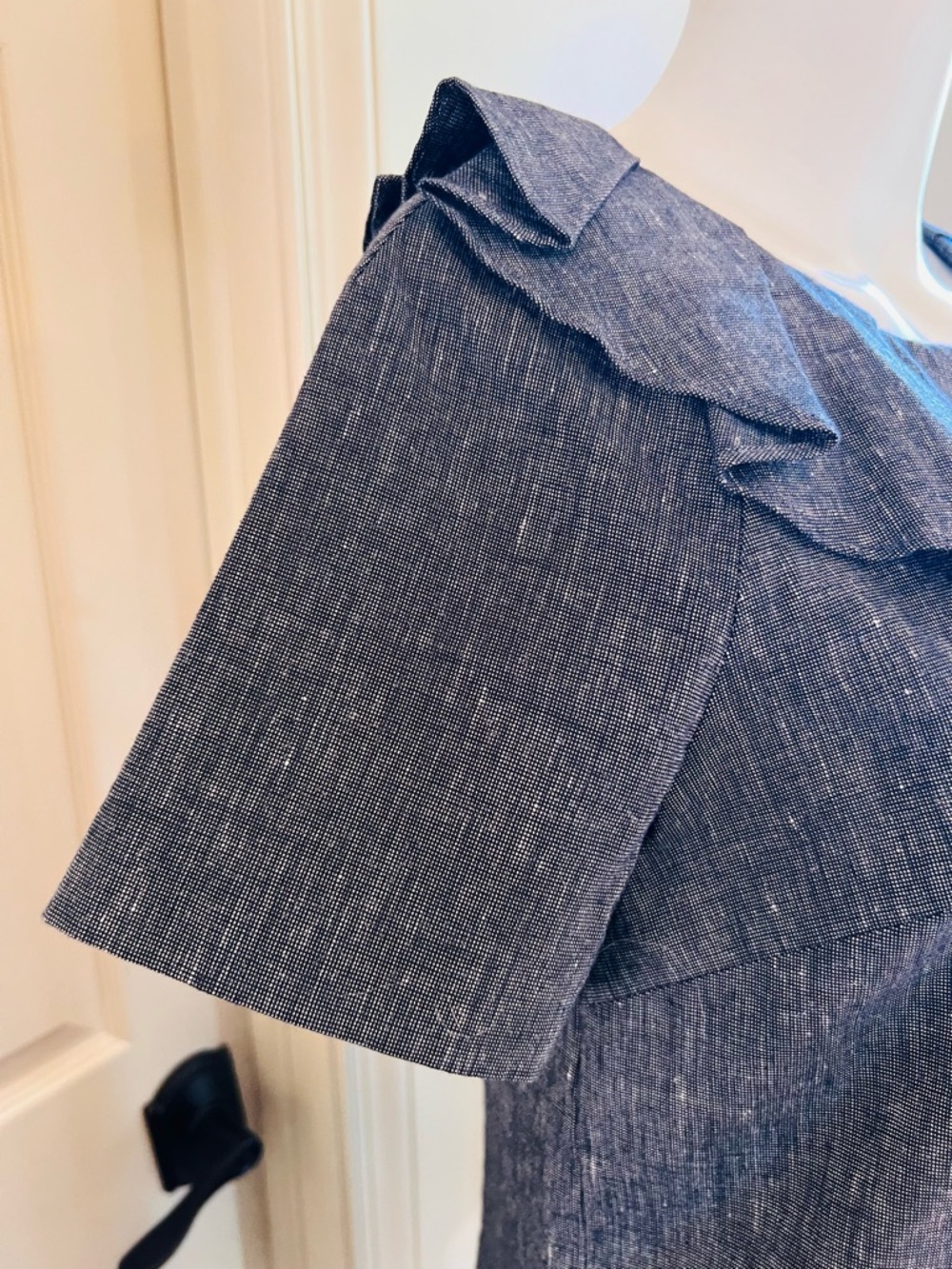 Banana Republic Shift Dress Ruffle Neck Short Sleeve Pockets - Picture 7 of 10